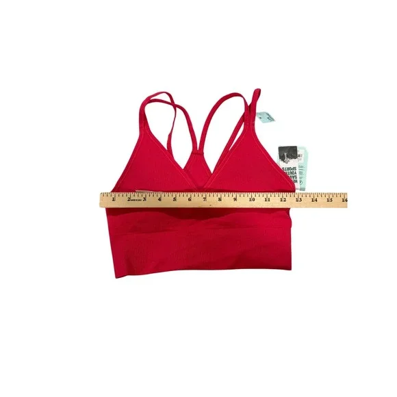 DSG Ribbed V Neck Racerback‎ Sports Bra Red - Picture 3 of 7